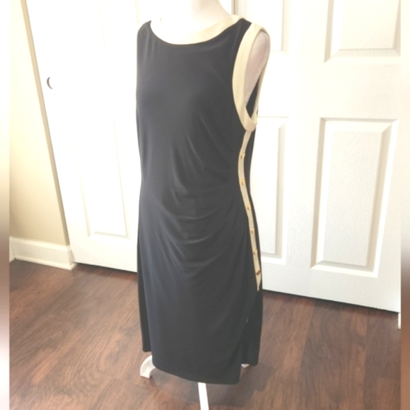 LAUREN RALPH LAUREN SLEEVELESS DRESS SIZE 14 BLACK, IVORY COLORS PRE OWNED - Picture 3 of 14